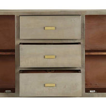 Festnight Comò e Cassettiere, Cassettiera Legno Massello di Mango Grigio e Ottone 140x40x80cm