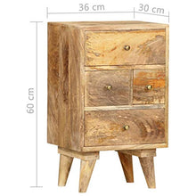 SKM Comodino 36x30x60 cm in Legno Massello di Mango