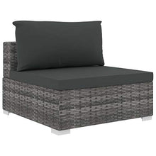 Festnight Set Divani da Giardino con Cuscini in Polyrattan, Set Mobili da Esterno Grigio 13 pz