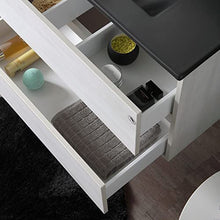 Kiamami Valentina MOBILE BAGNO SOSPESO 80CM GRIGIO CHIARO CON LAVABO NERO OPACO | BERLIN