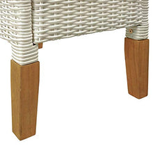 Gartentraum Sgabello da Giardino in Rattan con Legno di eucalipto - Bianco - Sgabello Albaran