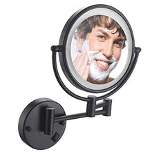 WZDD Specchio per Trucco da Parete, Specchio Ingranditore 10X con Luce LED, Specchio Cosmetico Illuminato Nero, Specchio da Bagno Rotondo