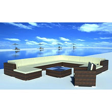 Tidyard Set Divani da Giardino con Cuscini 35 Pz in Polyrattan e Poliestere | Marrone
