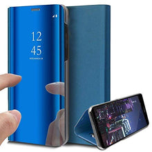 Saceebe Compatibile con Galaxy S10 plus Custodia pelle Cover a libro Specchio Mirror effect Electroplating Plating Portafoglio Flip Case Custodia in pelle Anteriore e posteriore Bumper Cover,blu
