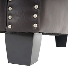 Divano 3 posti classico stile vittoriano Chesterfield ecopelle 90x195x74cm ~ marrone piedi rotondi