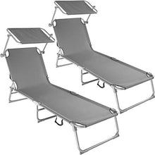 TecTake Set 2X Lettino a Sdraio per Prendere Il Sole con L'ombrello Parasole 190cm Arredamento da Giardino Grigio