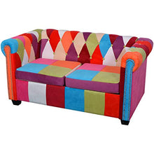 vidaXL 2X Divani Chesterfield Morbidi Imbottiti con Braccioli Set Comodi Eleganti Raffinati Robusti Sofa Arredi Casa in Tessuto Patchwork