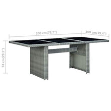 FAMIROSA Tavolino da Giardino Grigio Chiaro Polyrattan e Vetro Temperato