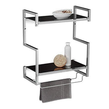 Relaxdays Glass Scaffale per Bagno, 2 Ripiani Complessivi, Argento, 21x44.5x53 cm