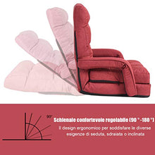 COSTWAY Poltrona Divano, Sedia da Terra con Braccioli e Cuscino, 5 Livelli Regolabili, Multifunzione e Pieghevole, 70 x 56 x 54 cm, Bianco/Rosso/Blu (Rosso)