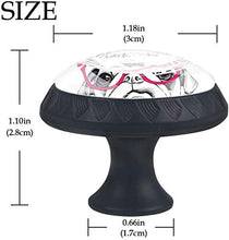 Cani del Pug disegnati bianchi neri Pomelli per Porta Set di 4 Pomelli per Mobili Manopole per Cassetti Cucina Armadio Vetro