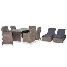 Festnight Set da Pranzo da Giardino con Lettini, Tavolo Sedie da Giardino in Polyrattan, Set Mobili da Giardino Marrone 9 pz