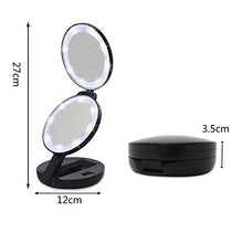 MDSQ Specchio Cosmetic Nuovo Specchio Tondo Triplo A LED for Il Trucco Specchio for Il Trucco ABS Materiale Lente d'Ingrandimento Portatile Specchio di Bellezza Nero