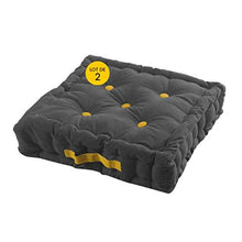 CDaffaires - Set di 2 cuscini da pavimento, 100% cotone, 45 x 45 x 10 cm, colore: Antracite/Giallo