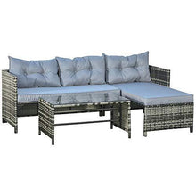 Outsunny Salotto da Giardino con Divano da Esterno, Tavolino, Chaise Longue in Rattan e Cuscini Imbottiti, Grigio - Arredi Casa