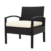 Pectt Set di mobili da giardino per esterni, 3 pezzi, sedie in vimini di rattan con tavolino e cuscini spessi, set da bistrò moderno per cortile, portico, balcone