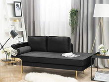 Beliani Chaise Longue Versione Sinistra Velluto Nero Piedi in Metallo e Cuscini MIRAMAS - Arredi Casa