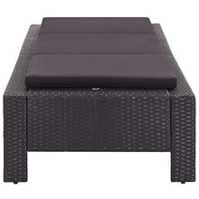 vidaXL Lettino Prendisole Regolabile Robusto con Cuscino Spesso Foderato con Zip Sdraio Chaise Longue Telaio in Acciaio Marrone in Polyrattan