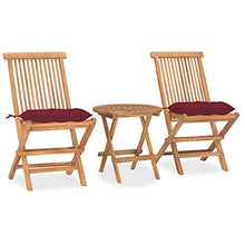 vidaXL Set da Pranzo Giardino Pieghevole 3 pz Cuscino Massello di Teak