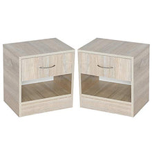Flyelf Set di 2 Comodino Camera da Letto con Cassetto e Scompartimento,Tavolino (B_Legna)