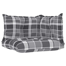Buyounger Cuscini per Divano Pallet 3 pz Grigio Motivo a Quadri Tessuto