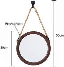 Pyrojewel. Trucco Specchi Retro specchio appeso Con corda della canapa parete decorativo Specchio | Bathroom Specchio | Parete Vanity trucco e la rasatura Specchio | montatura Plastica Circle specchio