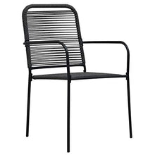 FAMIROSA Set da Pranzo da Esterni 7 pz in Corda di Cotone e Acciaio Nero-8278