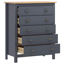 GOTOTOP Credenza Hill con 5 cassetti, armadio in legno, per camera da letto, soggiorno, cucina, 79 x 40 x 96,5 cm, colore: grigio e marrone miele