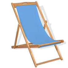 Festnight- Sedia a Sdraio in Legno di Teak/Lettino Prendisole 56x105x96 cm Blu