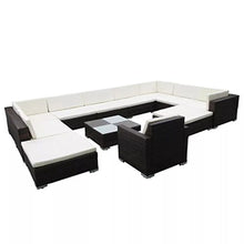 Tidyard Set Divani da Giardino con Cuscini 35 Pz in Polyrattan e Poliestere | Marrone