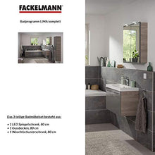 FACKELMANN Set di mobili da bagno 3 pezzi Lima, con mobiletto sotto lavabo in ghisa 80 cm e armadietto a specchio a LED