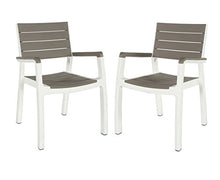 Keter Harmony - Set di 2 sedie impilabili per interni ed esterni, per sala da pranzo e intrattenimento, 2 pezzi, cappuccino e bianco