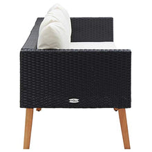 Tidyard Divano da Giardino a 3 Posti in Polyrattan Nero con Cuscini,Divano da Esterno a 3 Posti in Polyrattan,Divano in Rattan