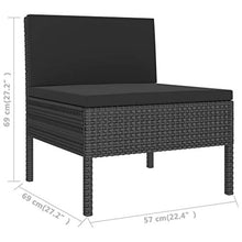 FAMIROSA Set Divani da Giardino 3 pz con Cuscini in Polyrattan Nero-0203