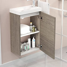 24010555 Baikal - Mobile con lavabo e Specchio Toilette, Legno di Rovere Grigio
