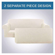 HUANXA Elasticizzato Jacquard Copridivano, 2 Pezzo Copripoltrona Copricuscino per Divano per 1 2 3 4 Posti Fodera per Divano Protezione per Mobili Divano Protector -Colore Naturale- 3 posti
