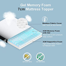 Hansleep Topper Materasso Memory Foam Matrimoniale 160x200cm in Gel & Fibre di bambù ad Alta Densità per Alleviare Pressione a 7 Zone, Correttore Materasso Sottile 7cm, Sfoderabile e Lavabile