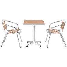giordano shop Set Tavolo e 2 Sedie da Giardino in Alluminio Effetto Legno