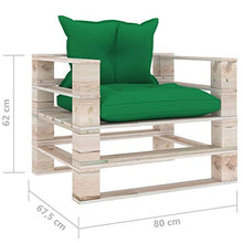 FAMIROSA Divano da Giardino in Pallet con Cuscini Verdi in Legno di Pino