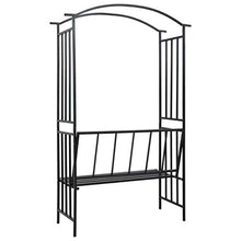 SKM Arco da Giardino con Panca Nero 114x45x205 cm in Ferro