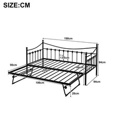 jeerbly Daybed - Letto per gli ospiti, in metallo, con letto allungabile, per camera degli ospiti, per camera dei bambini, colore nero (190 x 90 cm)