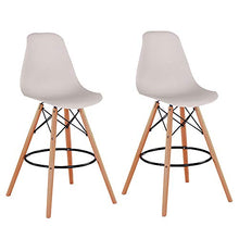 Set di 2 sgabelli da bar, piedi in legno, stile scandinavo, per sala da pranzo, bistrot, bar, 108 cm, colore: cachi