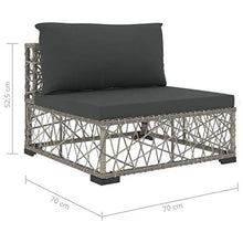 SKM Set Divani da Giardino 5 pz con Cuscini in Polyrattan Grigio