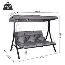 miozzi Dondolo 3 Posti da Giardino 200 x 115 x 168 cm Sling Grigio