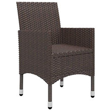 FAMIROSA Set da Pranzo da Giardino 3 pz Marrone in Polyrattan e Vetro
