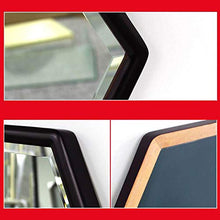 Bathroom mirror JWZQ Specchio Bagno,Specchio Cosmetico,Forma Esagonale,Cornice in Legno Massiccio,Sospensione Orizzontale e Verticale(Altezza 72,5 cm)