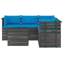 FAMIROSA Set Divani da Giardino su Pallet 6 pz con Cuscini Massello Pino-1903