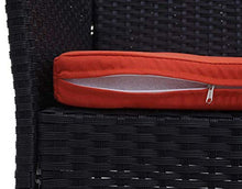 Mendler Serie Halden per l'esterno Divano Sofa 2 posti polyrattan Antracite con Cuscino Arancione