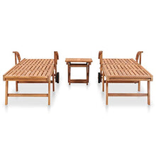 vidaXL Lettini Prendisole 2 pz con Tavolo in Legno Massello di Teak
