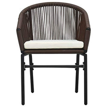 SKM Set da Bistro 3 pz con Cuscini in Rattan PVC Marrone